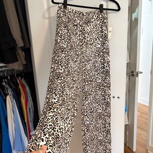 Maeve Anthropologie silky wide leg Leopard Print Women's Pants